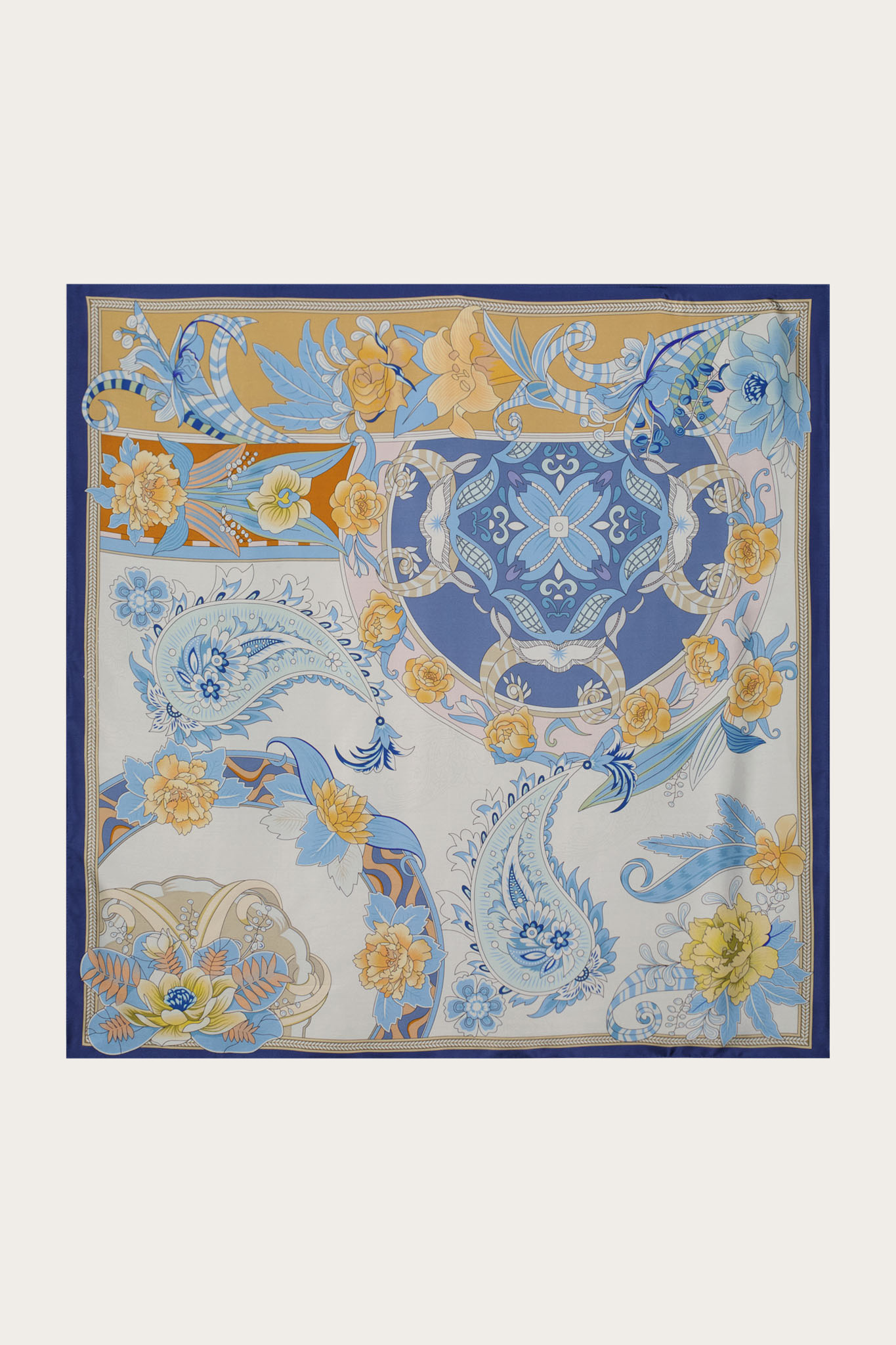 Niebiesko-beżowa apaszka damska 87534