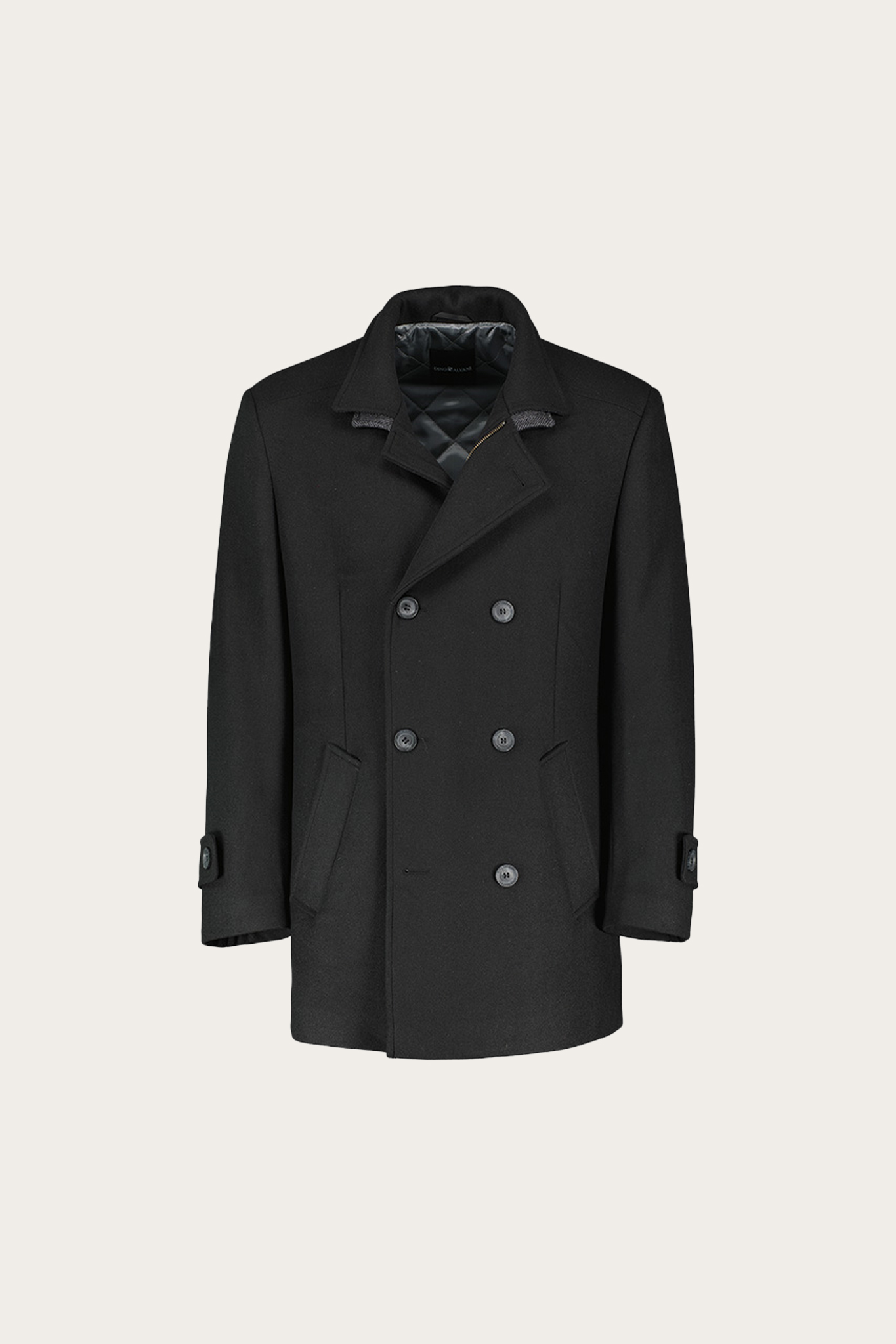 Czarny płaszcz męski z wełną 29832