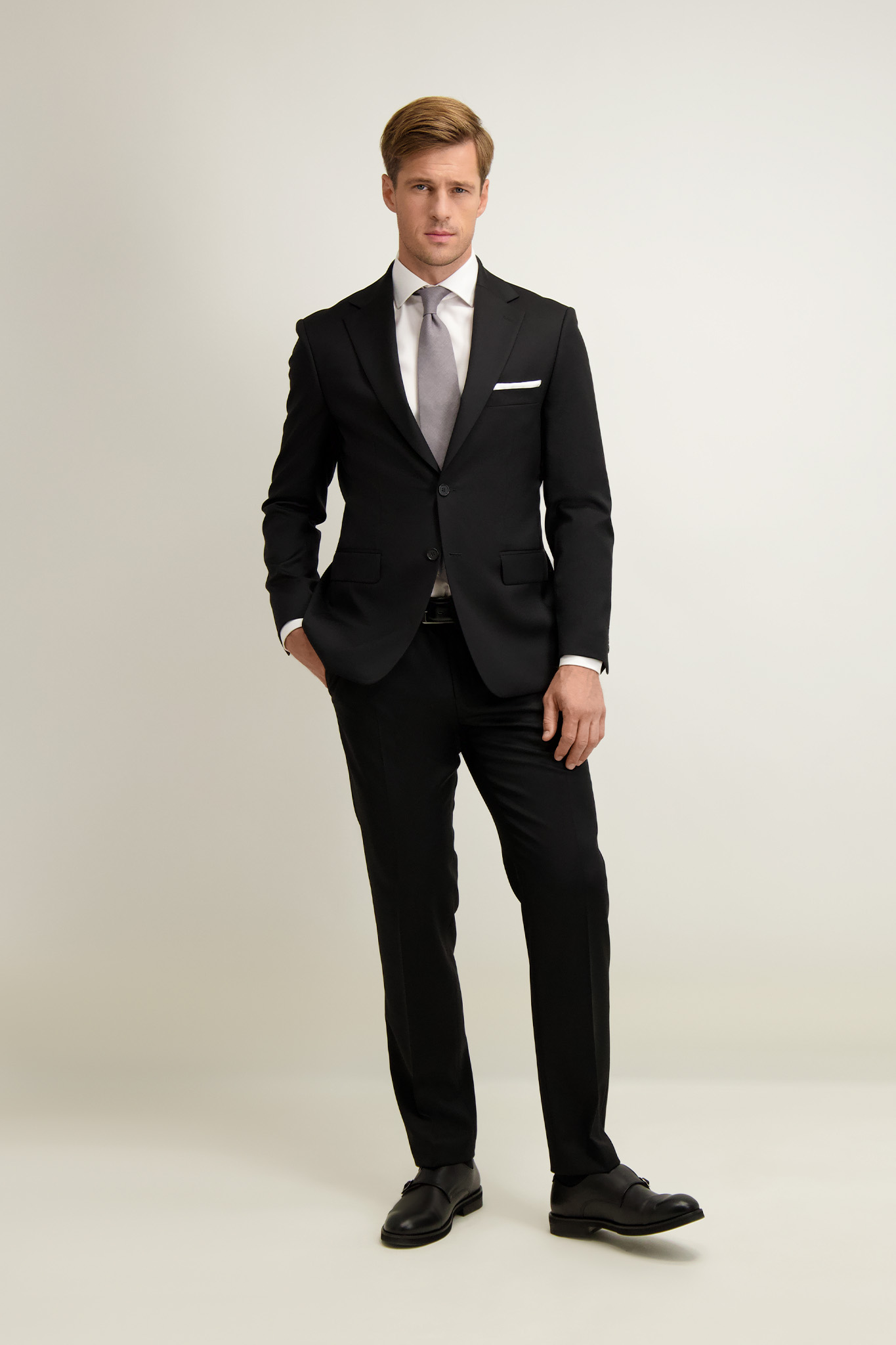 Czarne wełniane spodnie męskie 60449