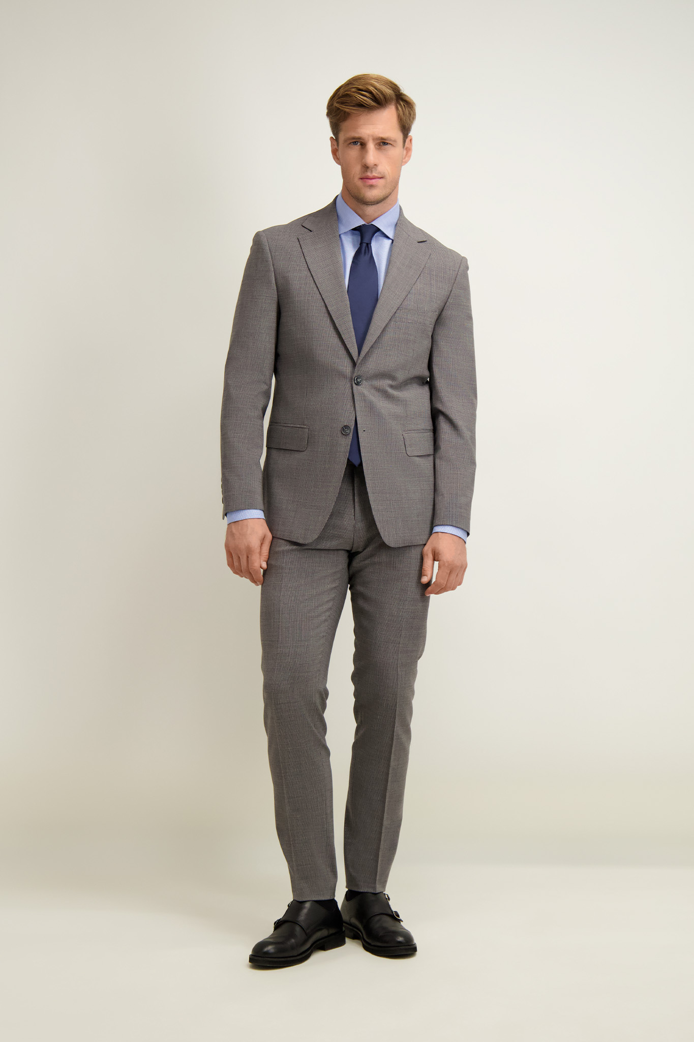 Szare spodnie męskie z wełną 66501