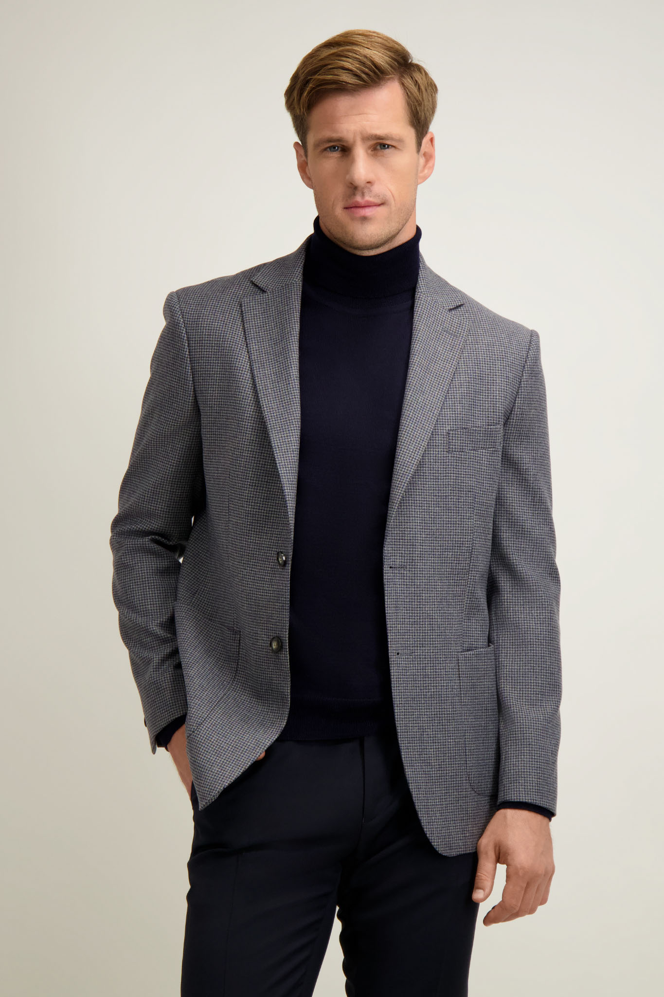 Szara marynarka męska z wełną 45460