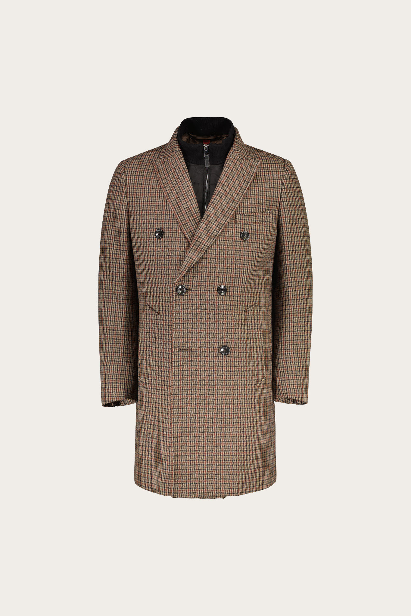 Brązowy płaszcz męski z wełną 29991