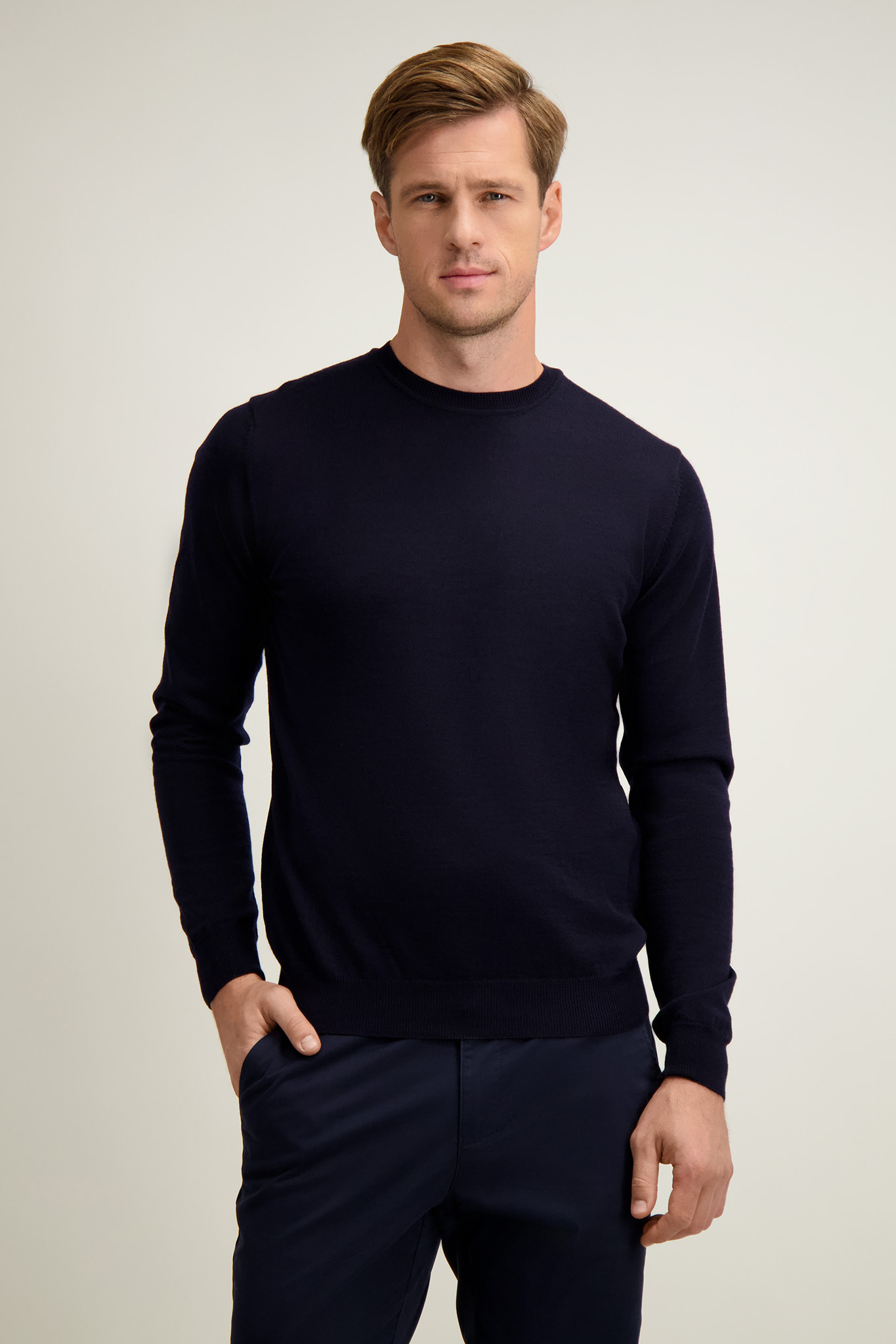 Granatowy sweter męski z wełny merino 74284