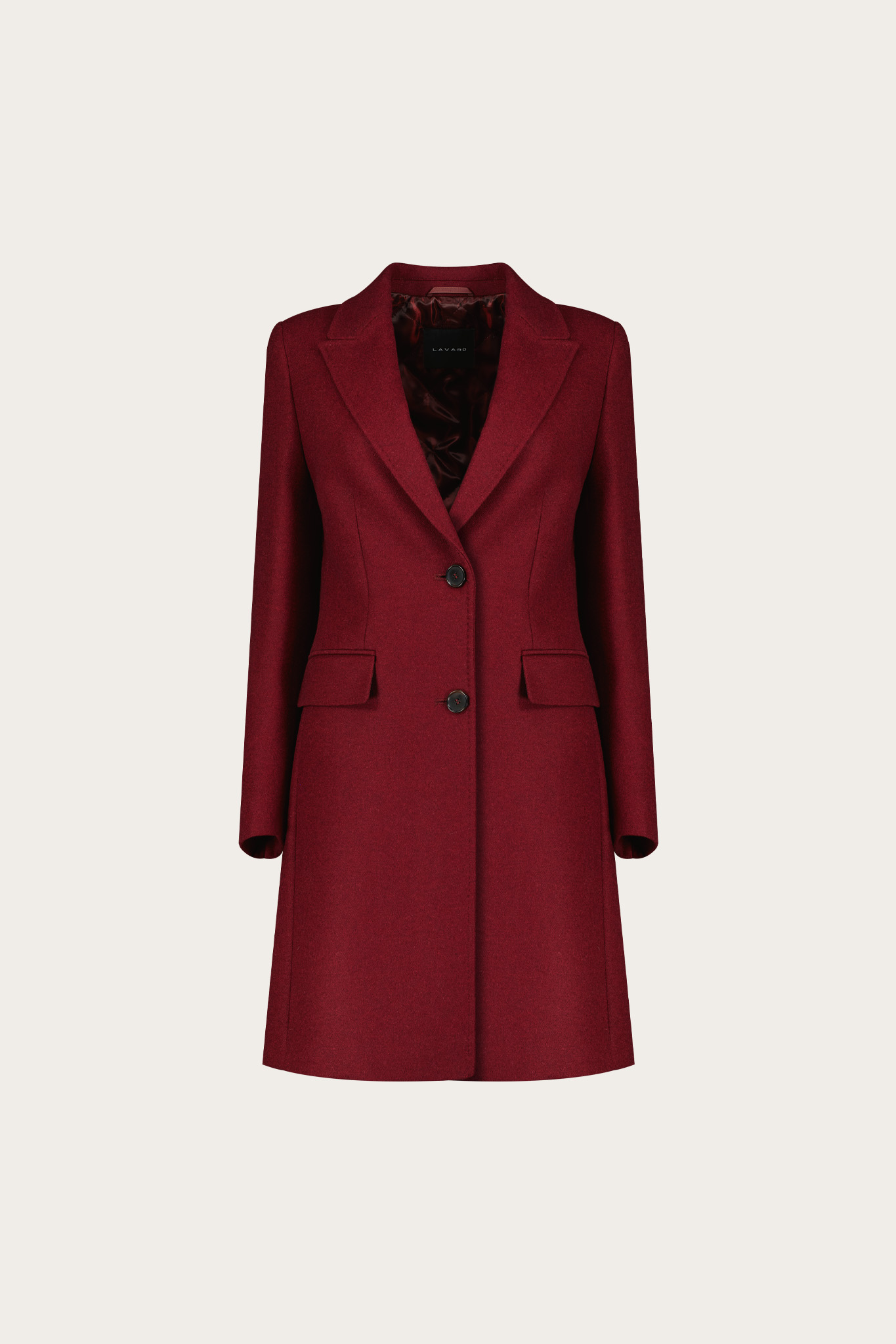 Bordowy płaszcz damski z wełną 87295
