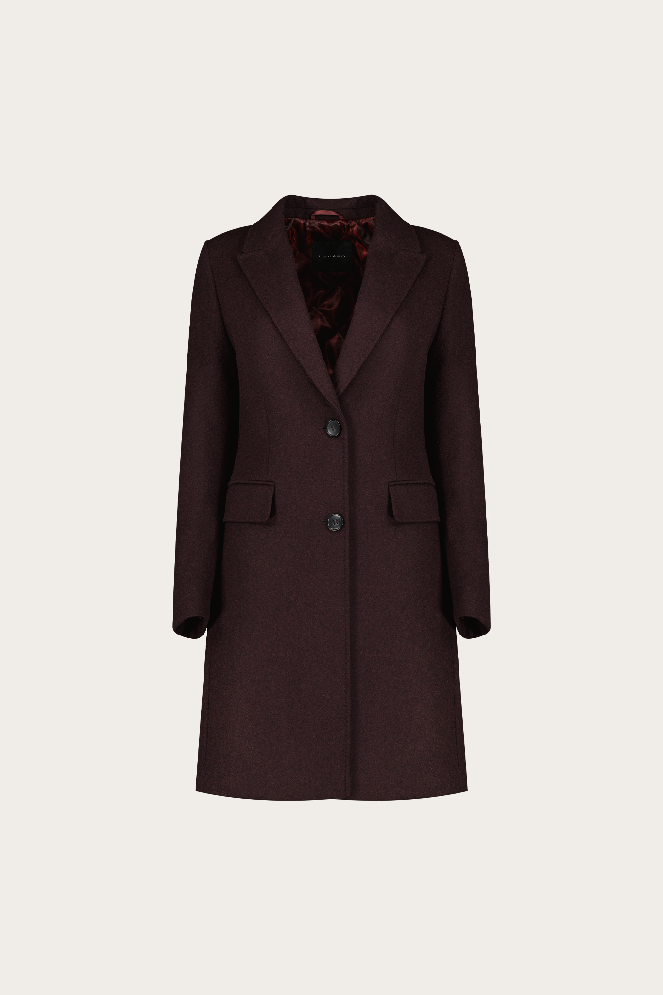 Bordowy płaszcz damski z wełną 87296