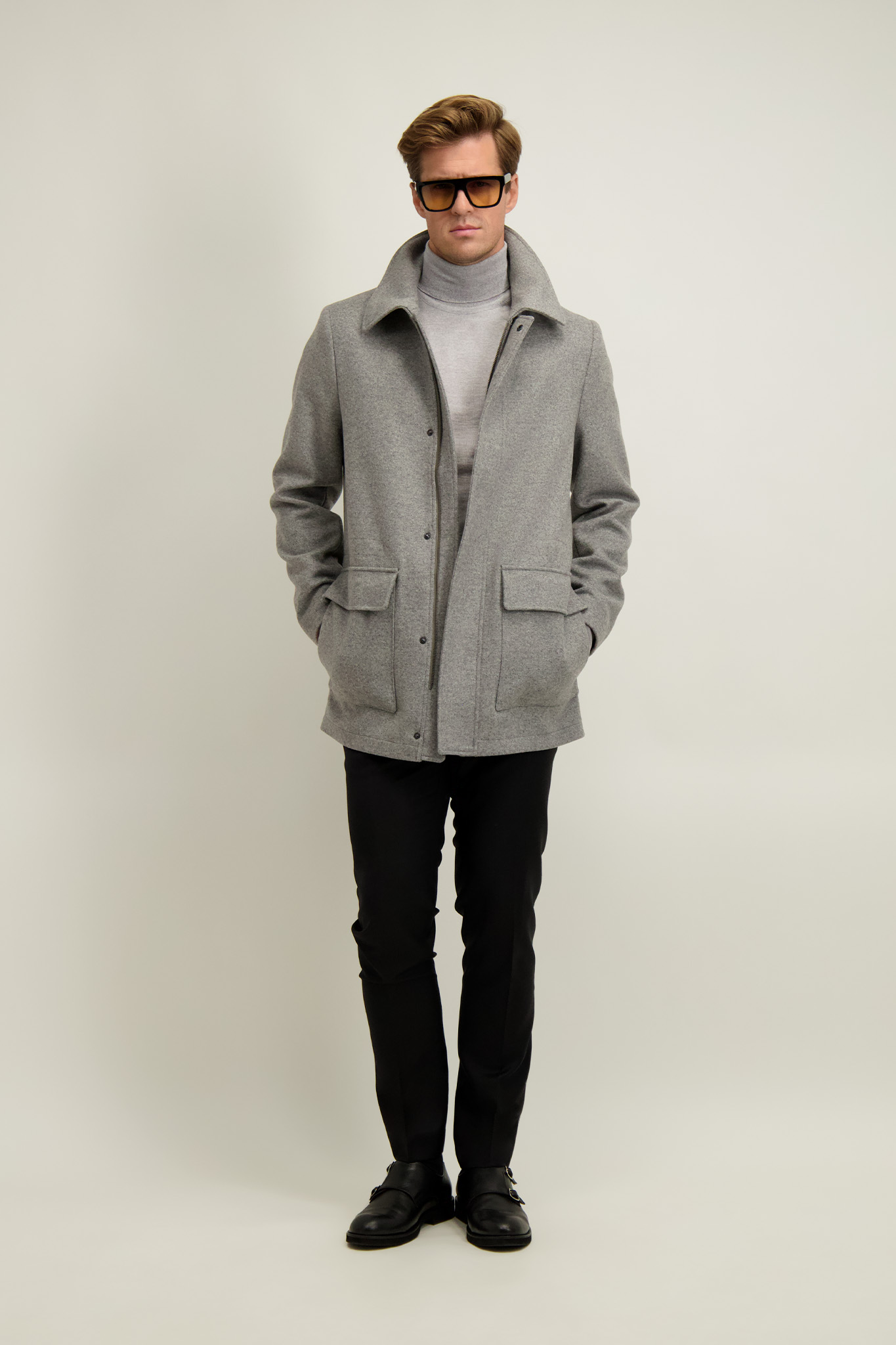 Szara kurtka męska z wełną 20028
