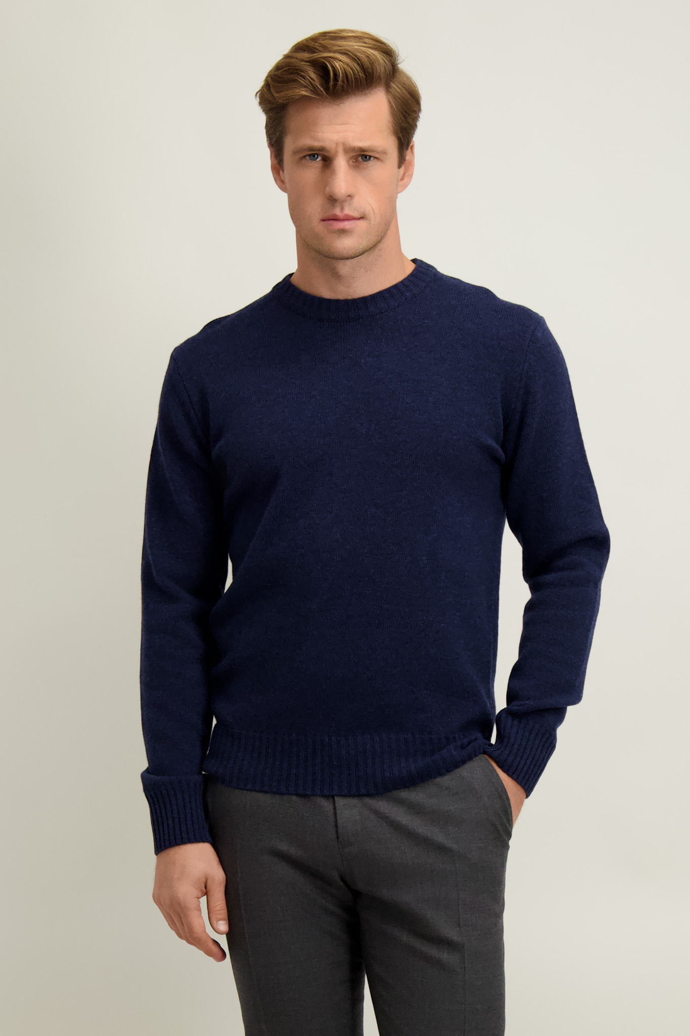 Niebieski sweter męski z wełną 74355