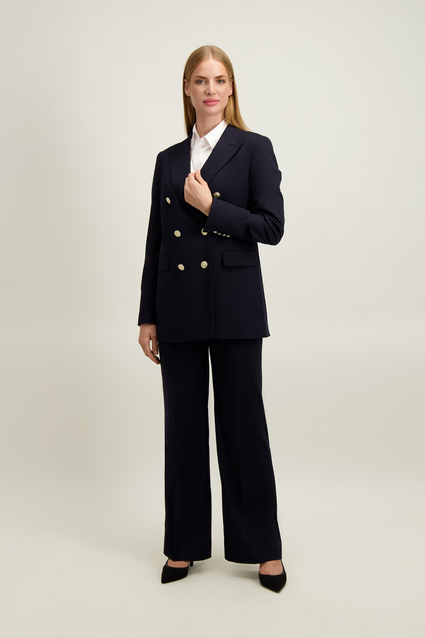 Granatowe spodnie damskie 87404