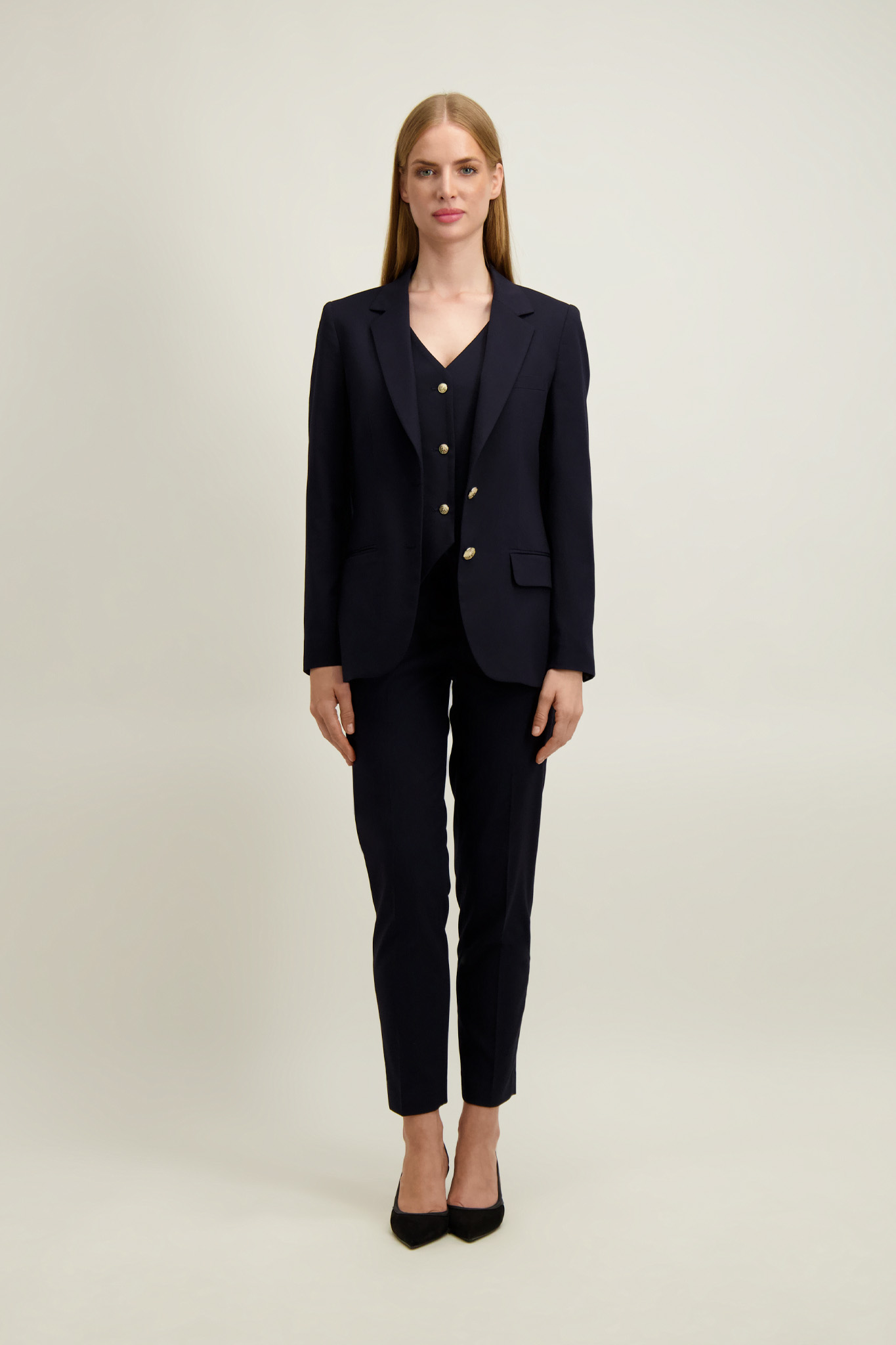 Granatowe spodnie damskie 87503