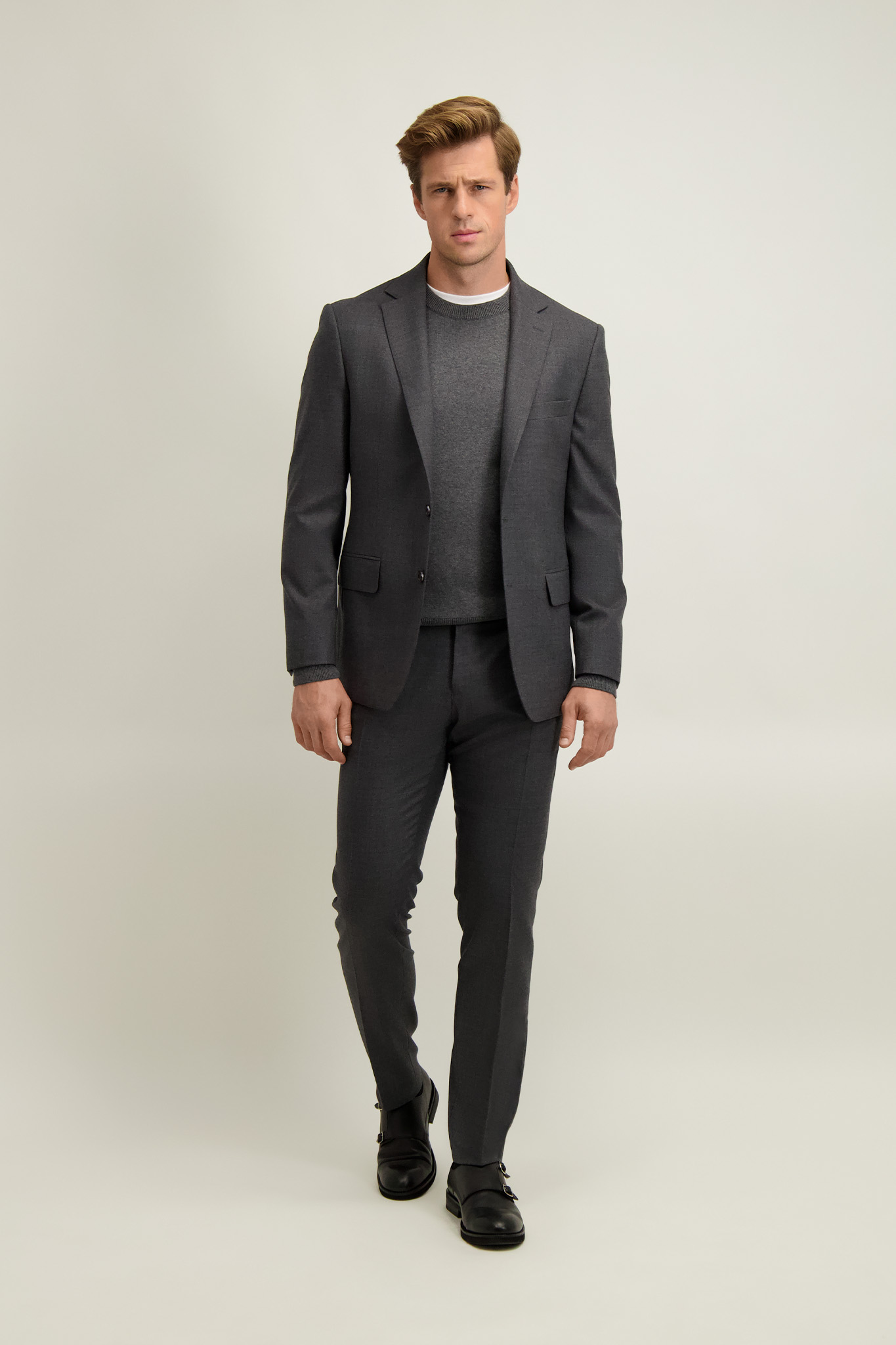 Szare wełniane spodnie męskie 66505