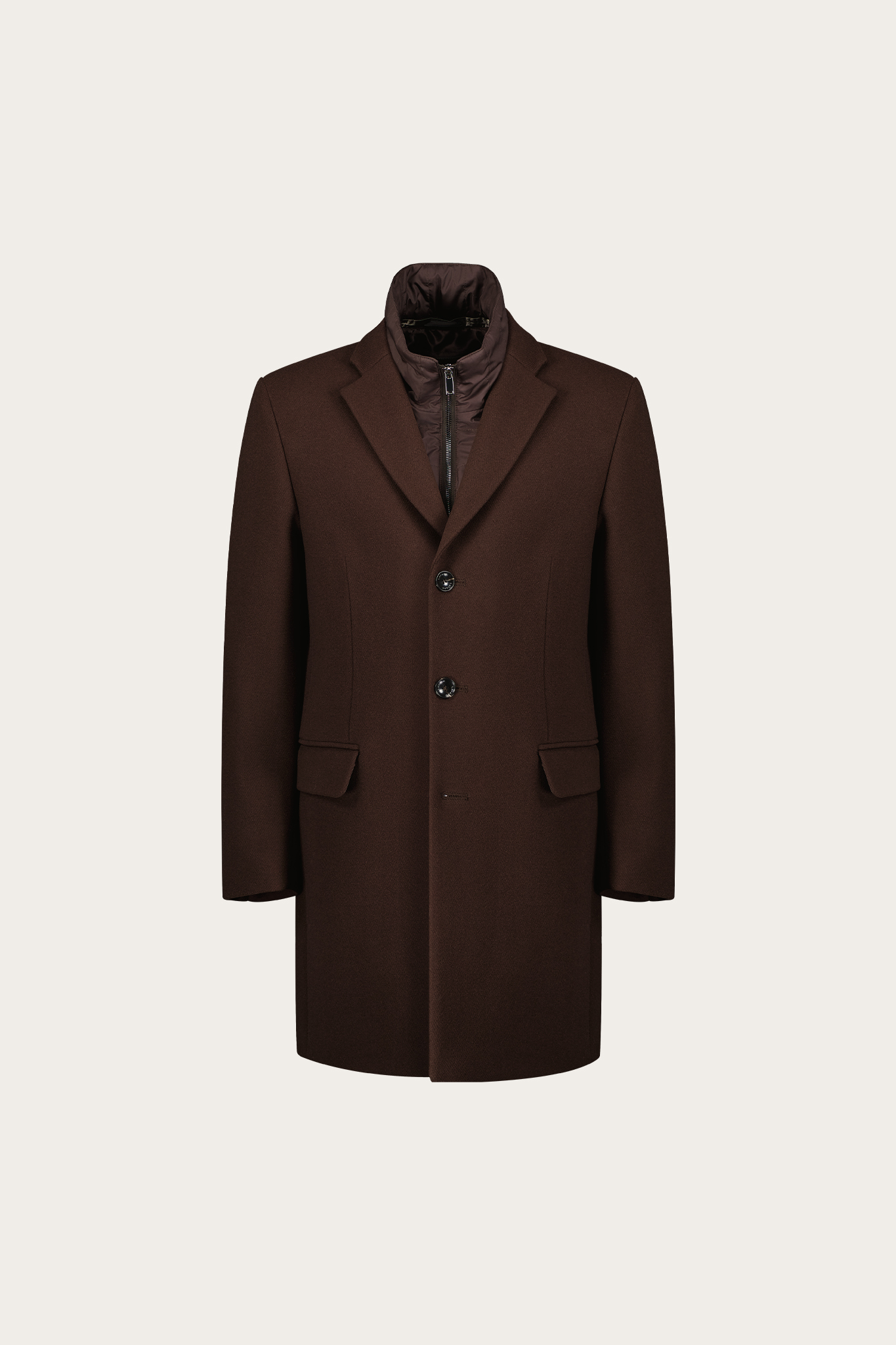 Brązowy płaszcz męski z wełną 28069