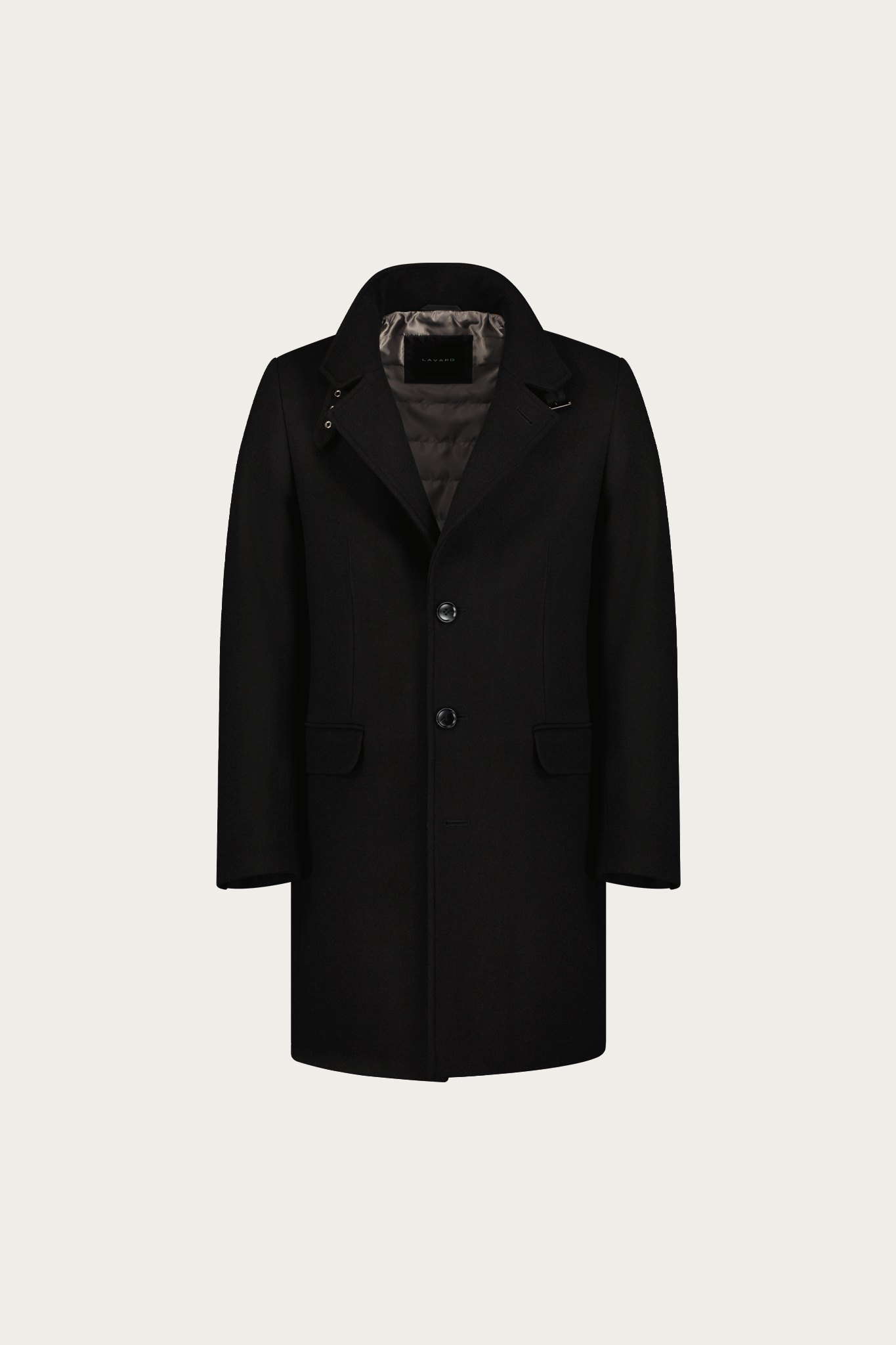 Czarny płaszcz męski z wełną 20060