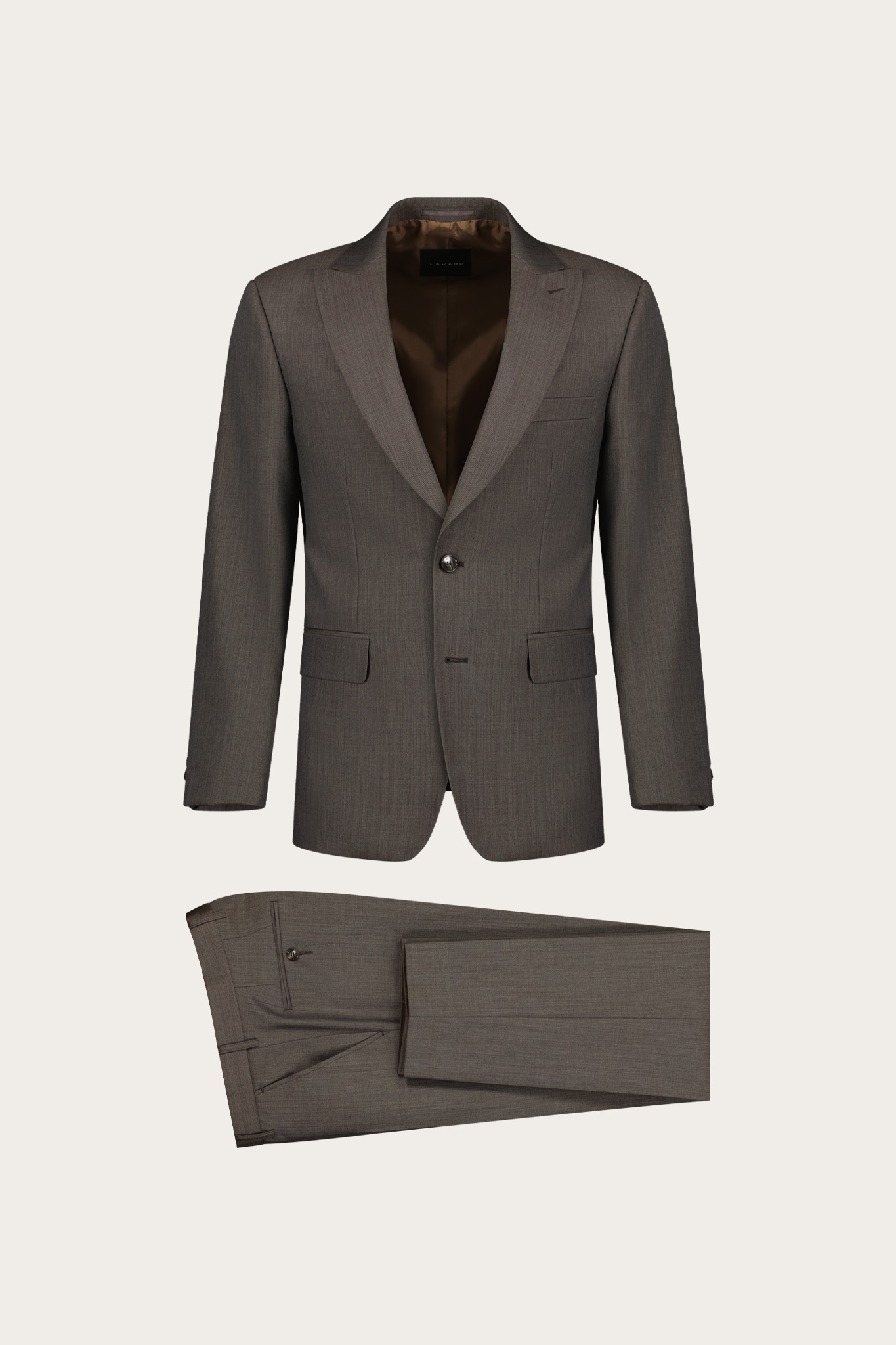 Brązowy garnitur męski z wełną 35531