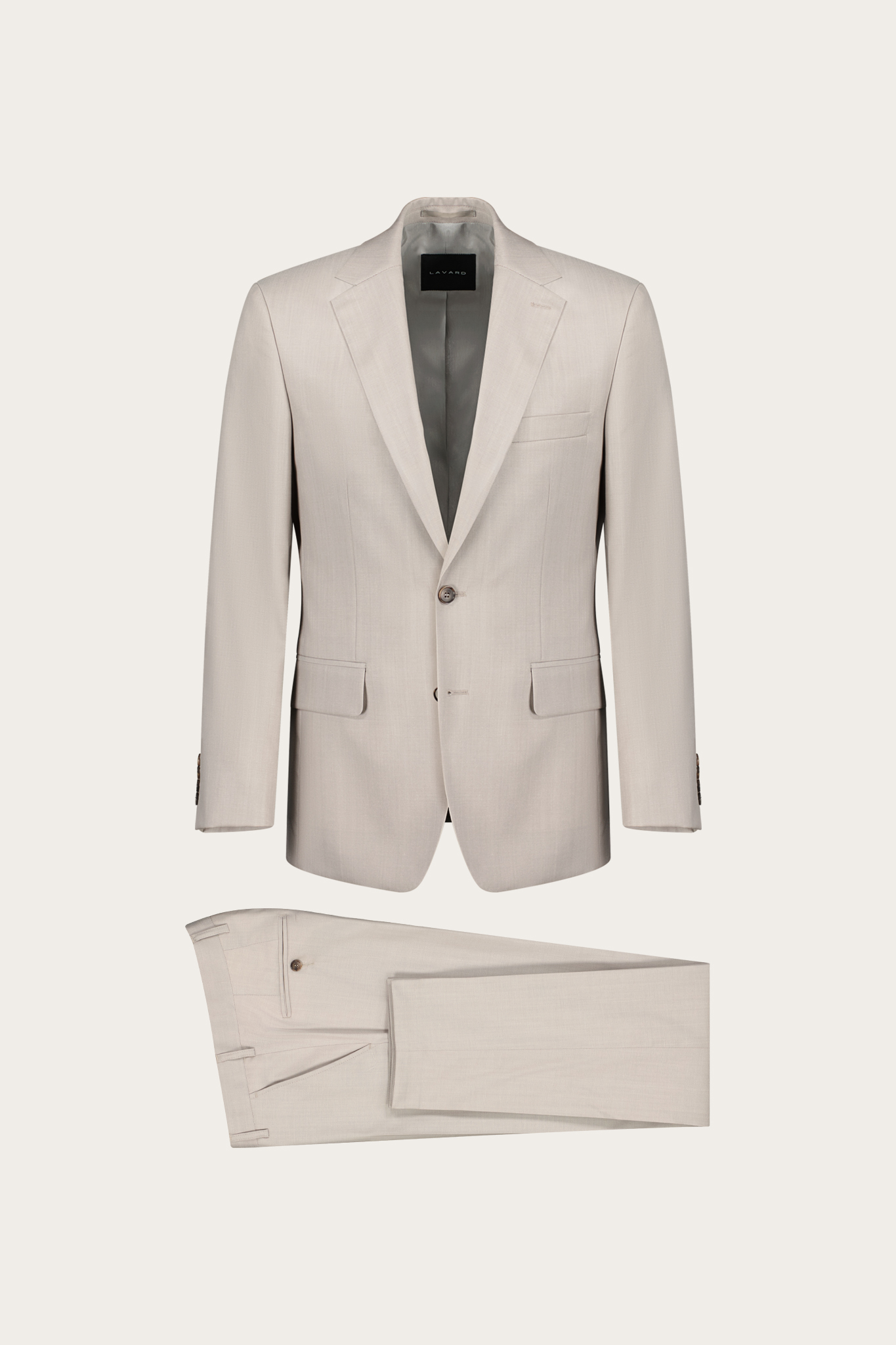 Beżowy garnitur męski z wełną 35492