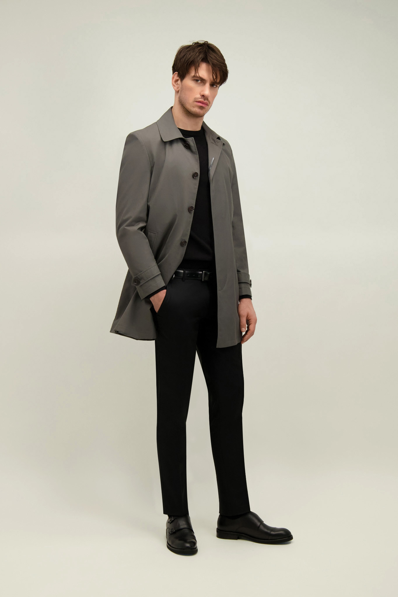 Płaszcz męski w kolorze khaki z bawełną 20042