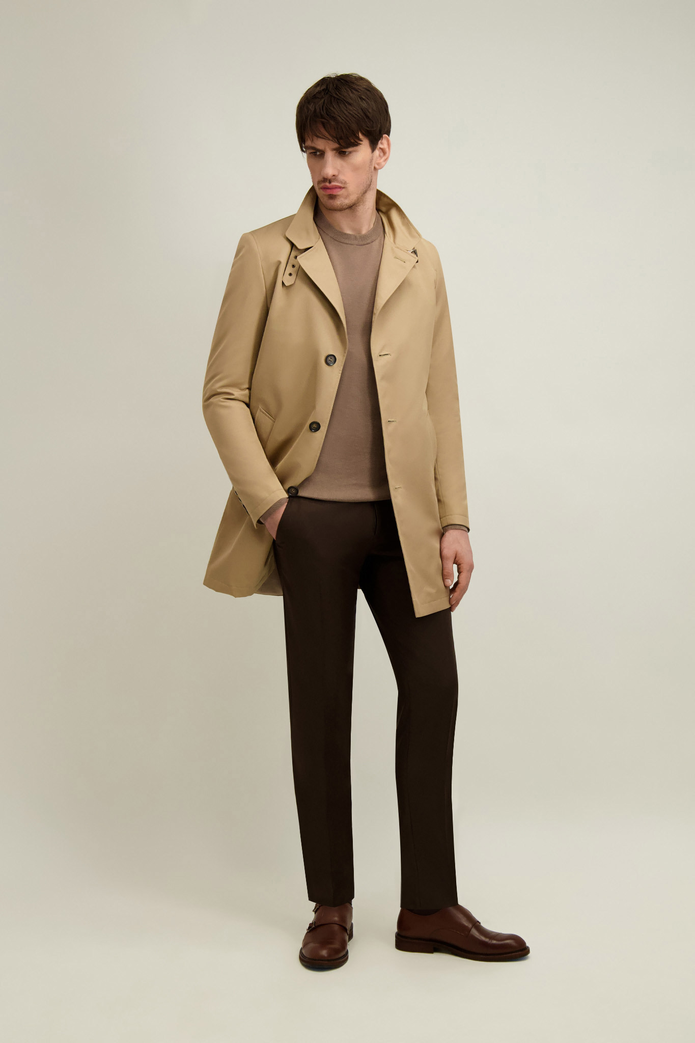 Beżowy płaszcz męski 20046