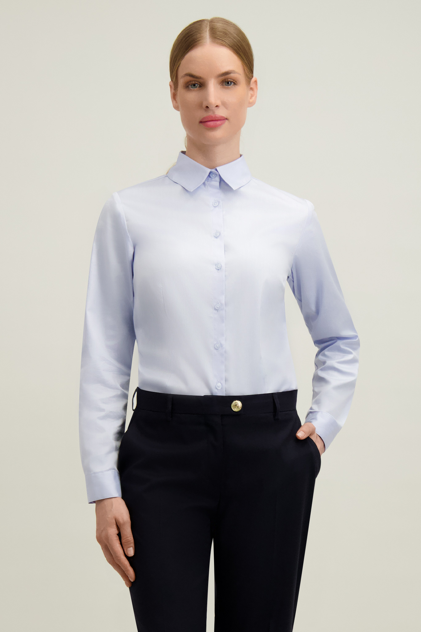 Niebieska bawełniana koszula damska 87382