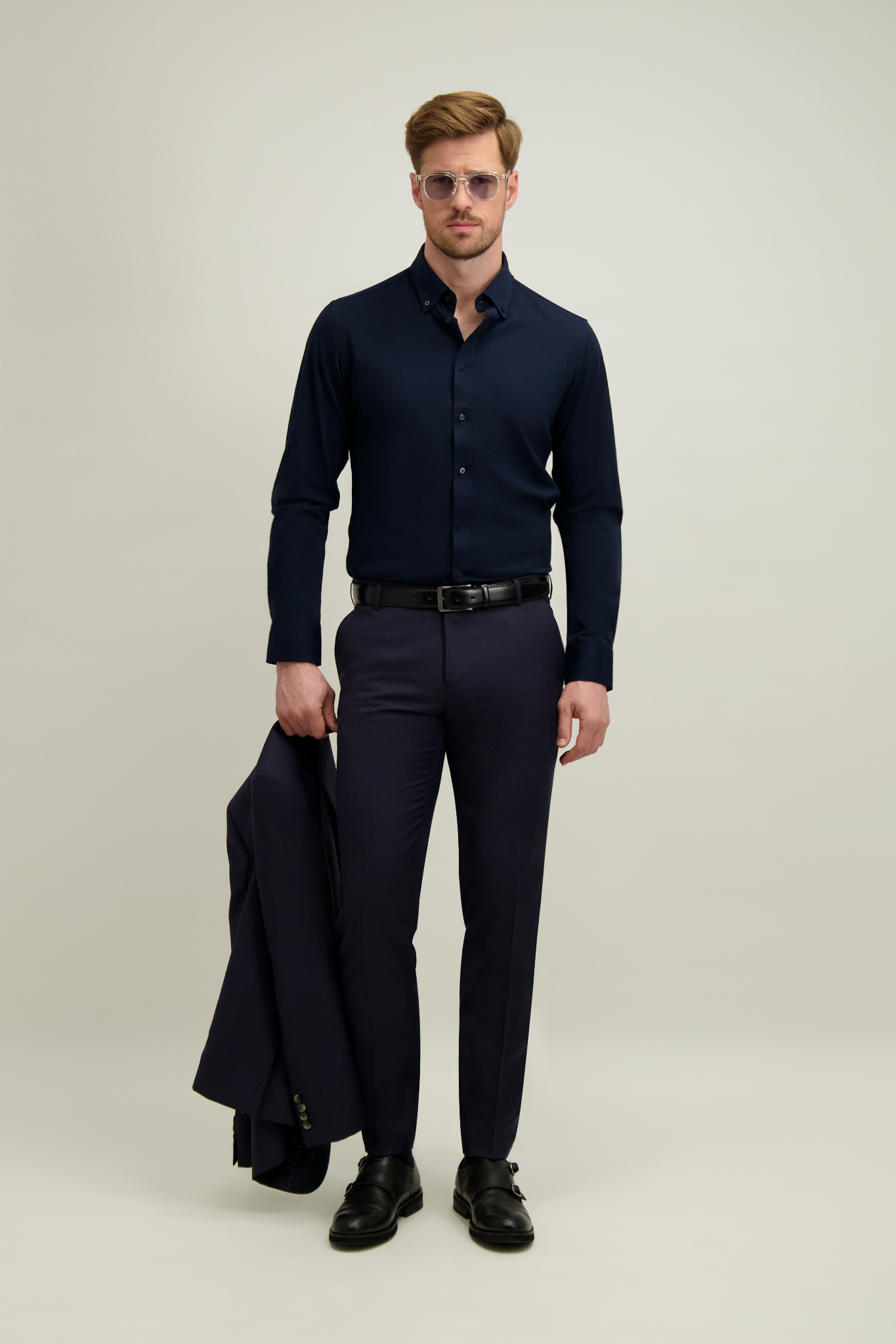 Granatowa dzianinowa koszula męska 93596