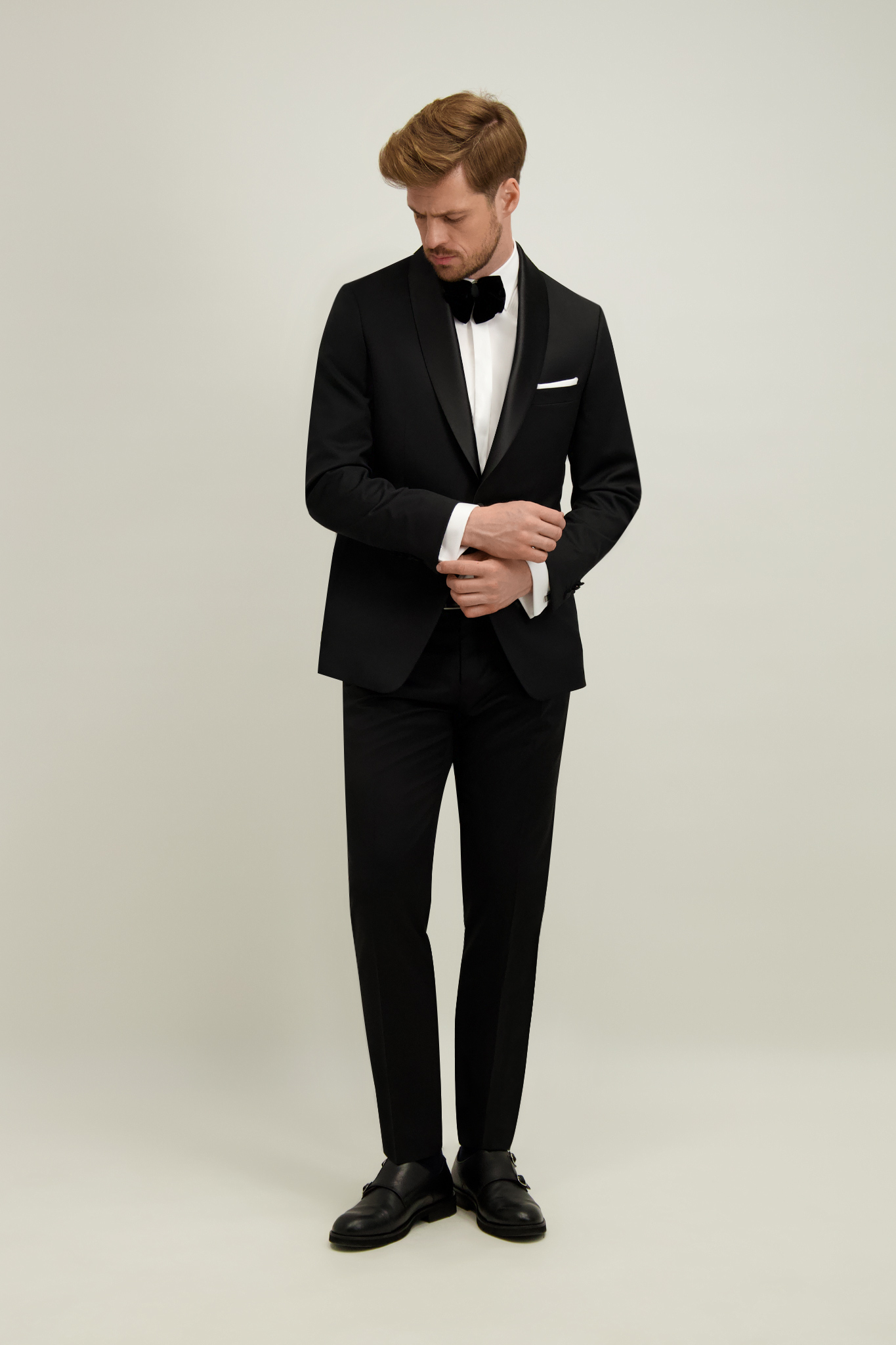 Czarne wełniane spodnie męskie 62152