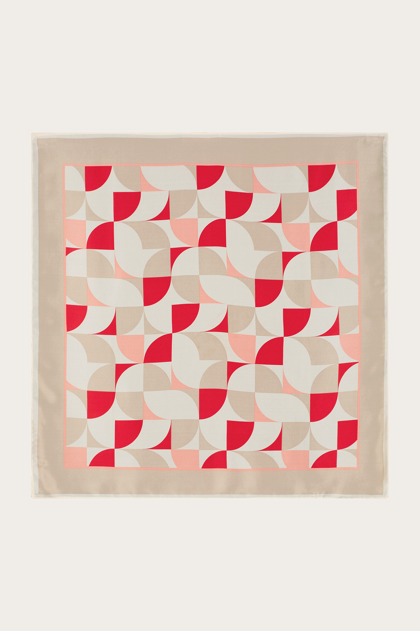 Kremowo-czerwona apaszka damska 87662