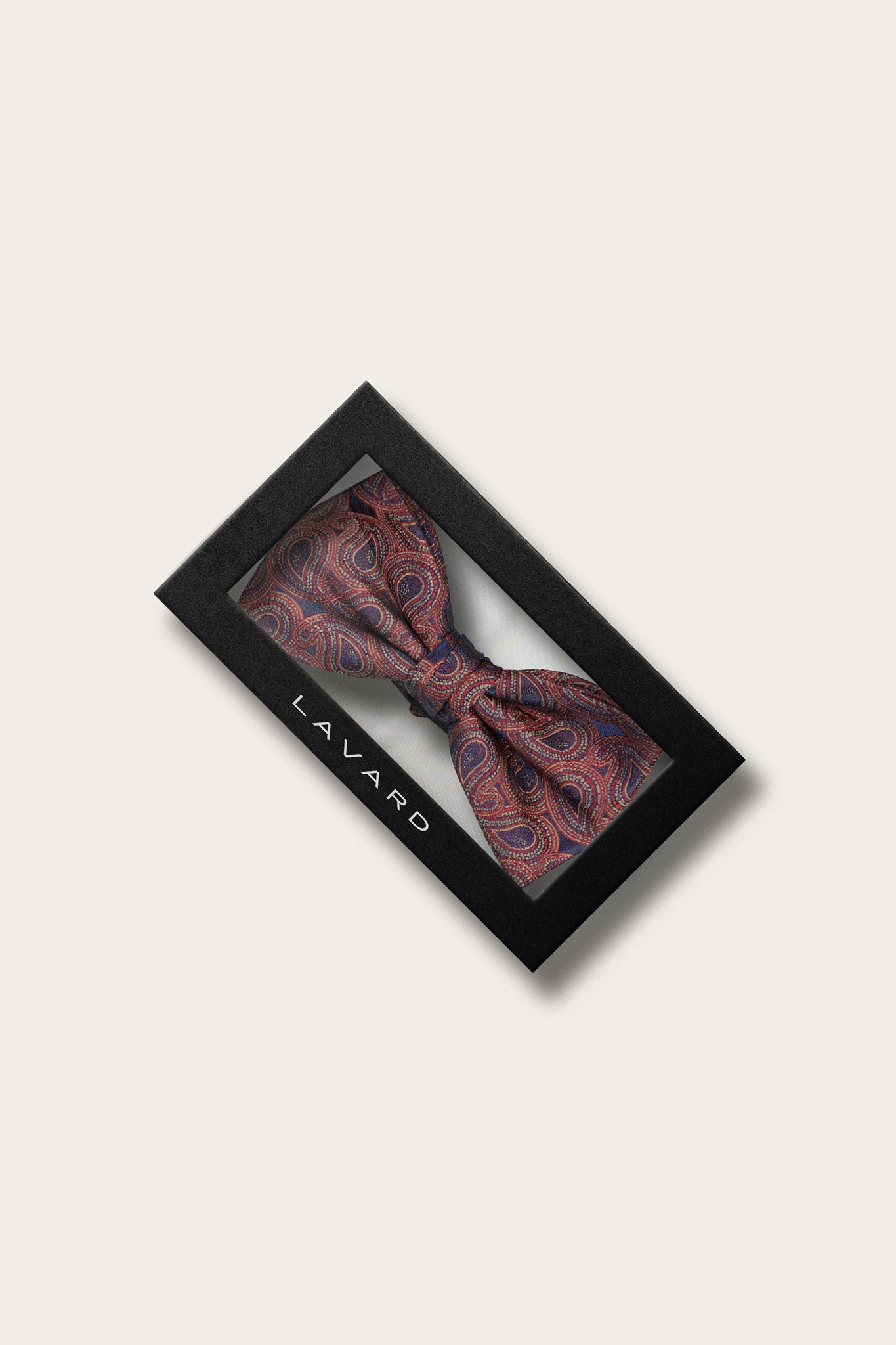 Bordowa mucha męska we wzór paisley 57321