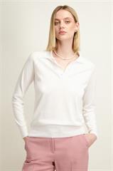 Kremowy sweter polo z bawełną 86994