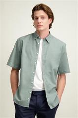 Zielona koszula męska z krótkim rękawem bawełna, len 93516