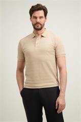 Beżowa koszulka polo męska z bawełną 76145