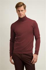 Bordowy golf męski z wełny merino 74360