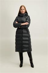 Puchowy zielony płaszcz damski 87451