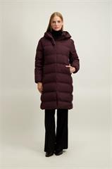 Puchowy bordowy płaszcz damski 87452