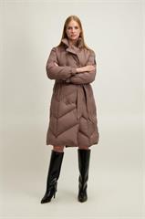 Brązowo-szary pikowany płaszcz damski 87489