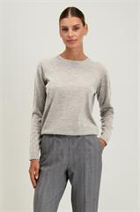 Jasnoszary sweter damski z wełny merino 87759