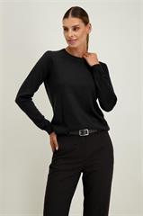 Czarny sweter damski z wełny merino 87757